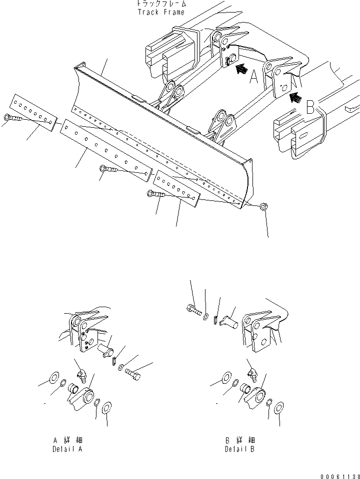 Схема запчастей Komatsu PC138US-8 - ОТВАЛ (ШИР. ОТВАЛ) (С РЕЖУЩ. КРОМКОЙ НА БОЛТАХ) T РАБОЧЕЕ ОБОРУДОВАНИЕ