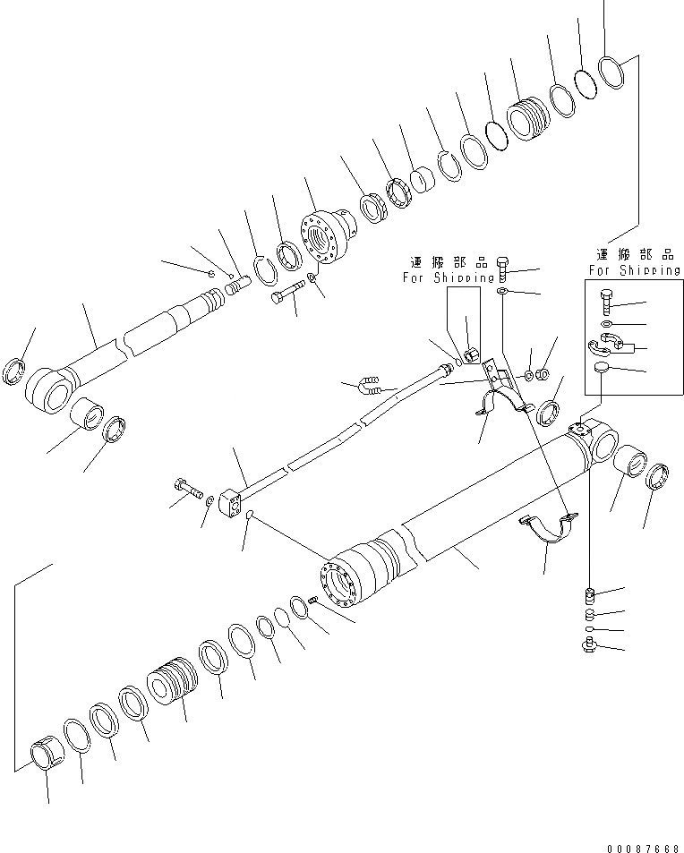 Схема запчастей Komatsu PC138US-8 - ЦИЛИНДР РУКОЯТИ(ВНУТР. ЧАСТИ) (№-) Y ОСНОВН. КОМПОНЕНТЫ И РЕМКОМПЛЕКТЫ