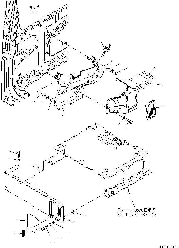 Схема запчастей Komatsu PC138US-2 - ОТДЕЛКА COVER КАБИНА ОПЕРАТОРА И СИСТЕМА УПРАВЛЕНИЯ