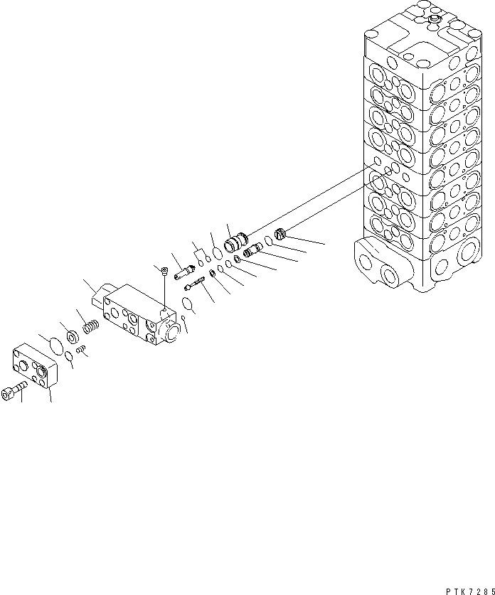 Схема запчастей Komatsu PC138US-2 - ОСНОВН. КЛАПАН (7-КЛАПАН) (/) (ДЛЯ НАВЕСН. ОБОРУД.) ОСНОВН. КОМПОНЕНТЫ И РЕМКОМПЛЕКТЫ