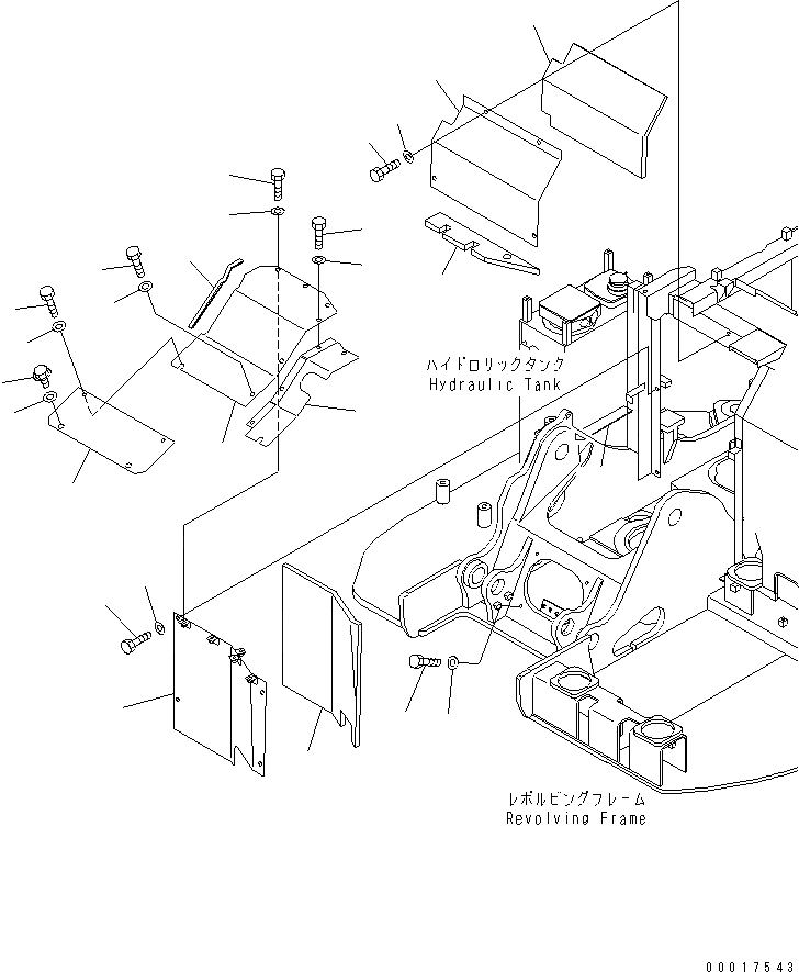 Схема запчастей Komatsu PC138US-2-AC - БОКОВ. КРЫШКА ЛЕВ. (ПОКРЫТИЕ ПОЛА И ВРАЩ. COVER) ЧАСТИ КОРПУСА