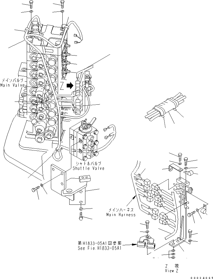 Схема запчастей Komatsu PC138USLC-2 - РАСПРЕДЕЛИТ. КЛАПАН ( WAY PATTERN) (КОРПУС И ЭЛЕКТРОПРОВОДКА) ГИДРАВЛИКА