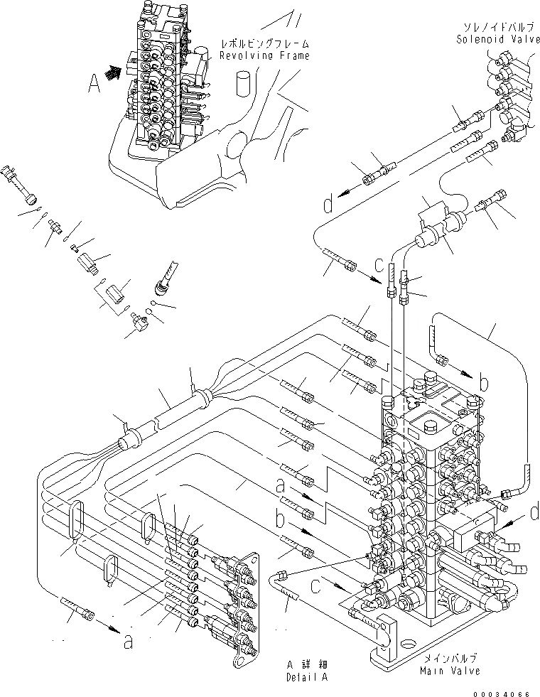 Схема запчастей Komatsu PC138USLC-2 - РАСПРЕДЕЛИТ. КЛАПАН ( WAY PATTERN) (ОСНОВН. КЛАПАН ШЛАНГИ И КРЕПЛЕНИЕ ШЛАНГОВ) (/) ГИДРАВЛИКА