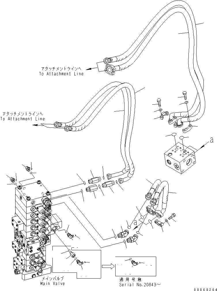 Схема запчастей Komatsu PC138US-8 - НАВЕСНОЕ ОБОРУД-Е (ДЛЯ -НАВЕСН. ОБОРУД)(№-) ГИДРАВЛИКА