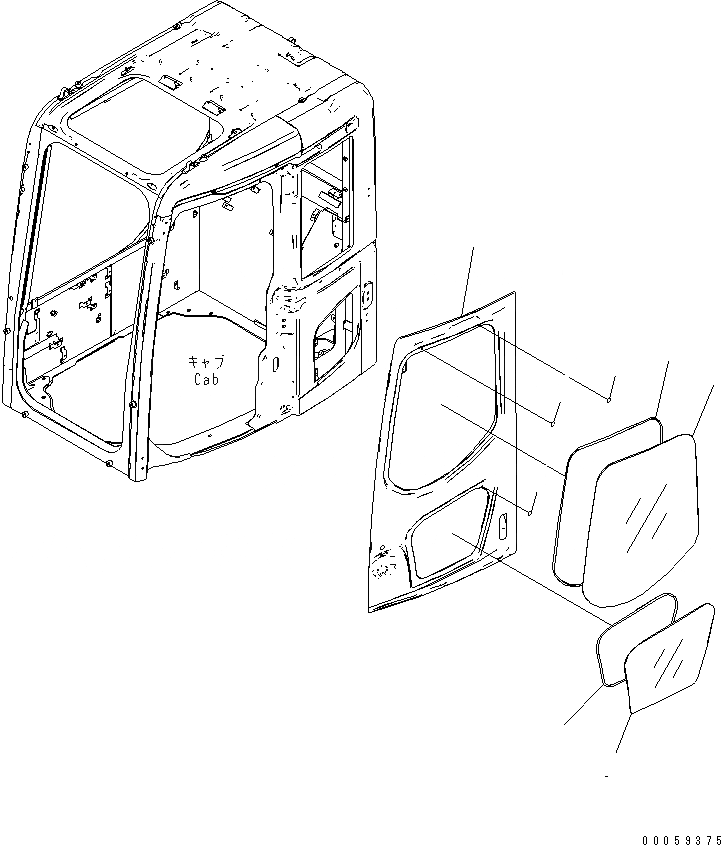 Схема запчастей Komatsu PC138US-8 - КАБИНА (ДВЕРЬ)(№-) КАБИНА ОПЕРАТОРА И СИСТЕМА УПРАВЛЕНИЯ