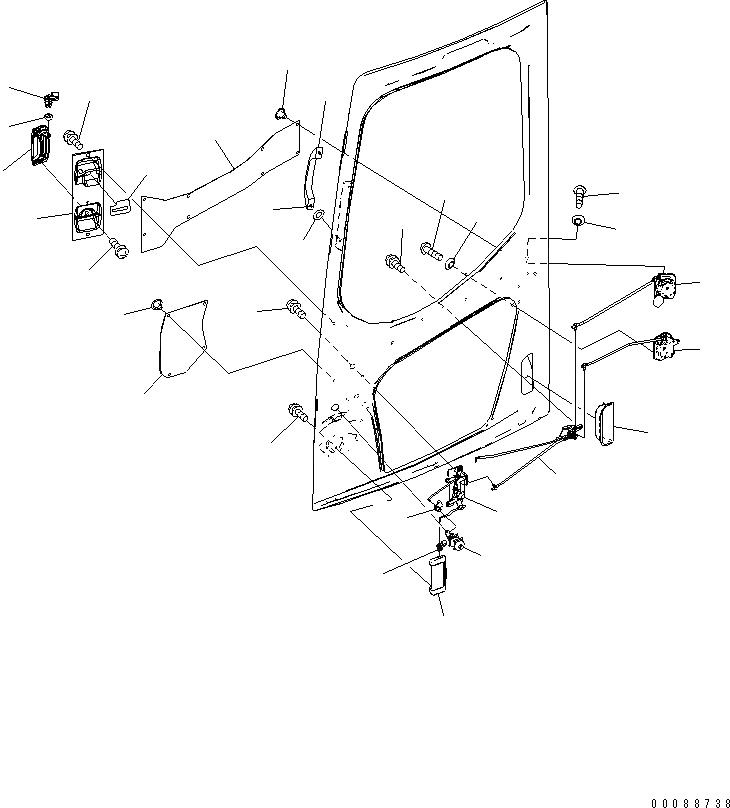 Схема запчастей Komatsu PC138US-8 - КАБИНА (ЗАМОК ДВЕРИ) (ДЛЯ ЕС)(№-) КАБИНА ОПЕРАТОРА И СИСТЕМА УПРАВЛЕНИЯ