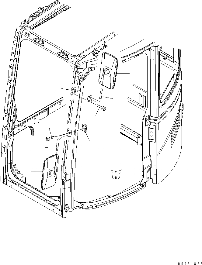 Схема запчастей Komatsu PC138US-8 - ЗАДН. VIEW MIRROR¤ ЛЕВ.(№-) ЧАСТИ КОРПУСА