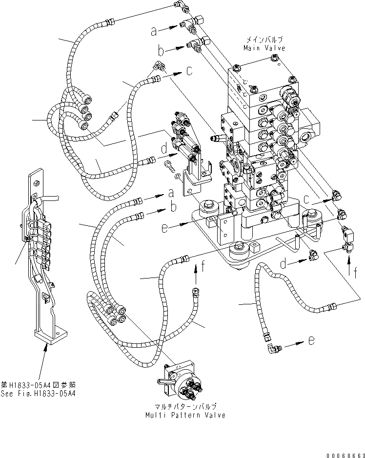 Схема запчастей Komatsu PC138USLC-8 - MULTI PATTERN КЛАПАН (ОСНОВН. КЛАПАН ШЛАНГИ)(№-) ГИДРАВЛИКА