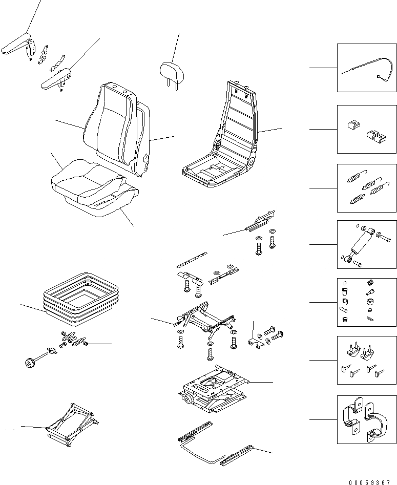 Схема запчастей Komatsu PC138USLC-8 - СИДЕНЬЕ ОПЕРАТОРА В СБОРЕ (HI BACK-ПОДВЕСКА) (ВНУТР. ЧАСТИ)(№-) КАБИНА ОПЕРАТОРА И СИСТЕМА УПРАВЛЕНИЯ