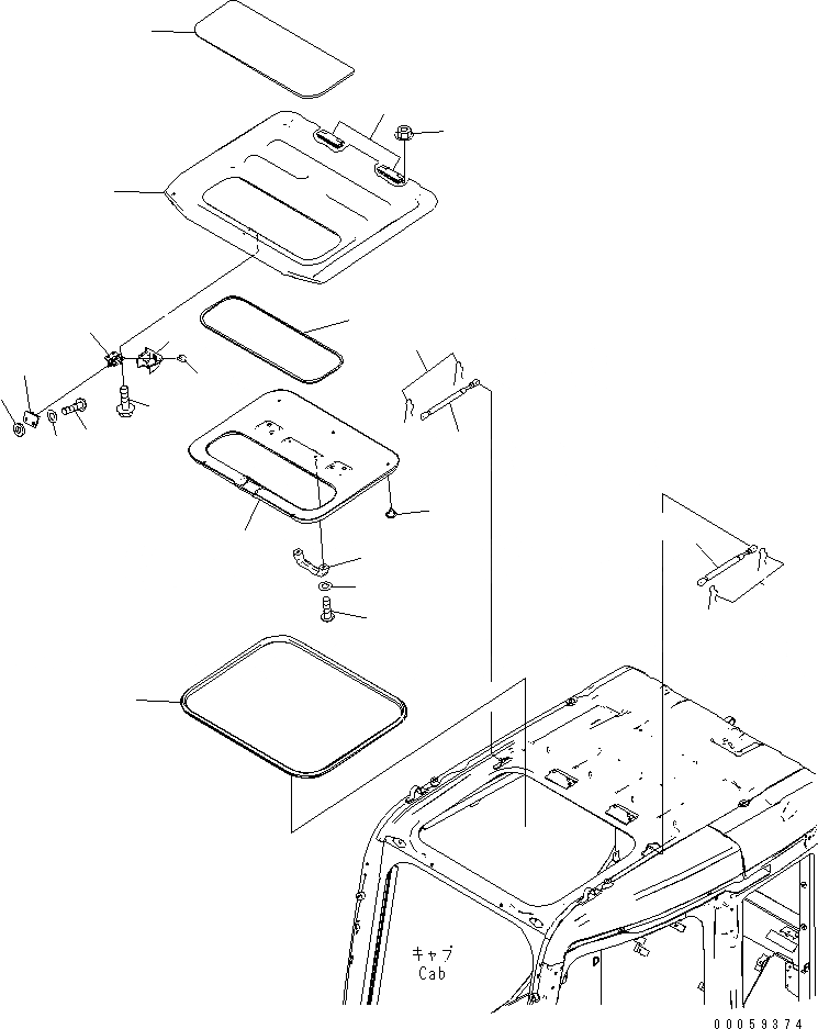 Схема запчастей Komatsu PC138USLC-8 - КАБИНА (ОКНО В КРЫШЕ)(№-) КАБИНА ОПЕРАТОРА И СИСТЕМА УПРАВЛЕНИЯ