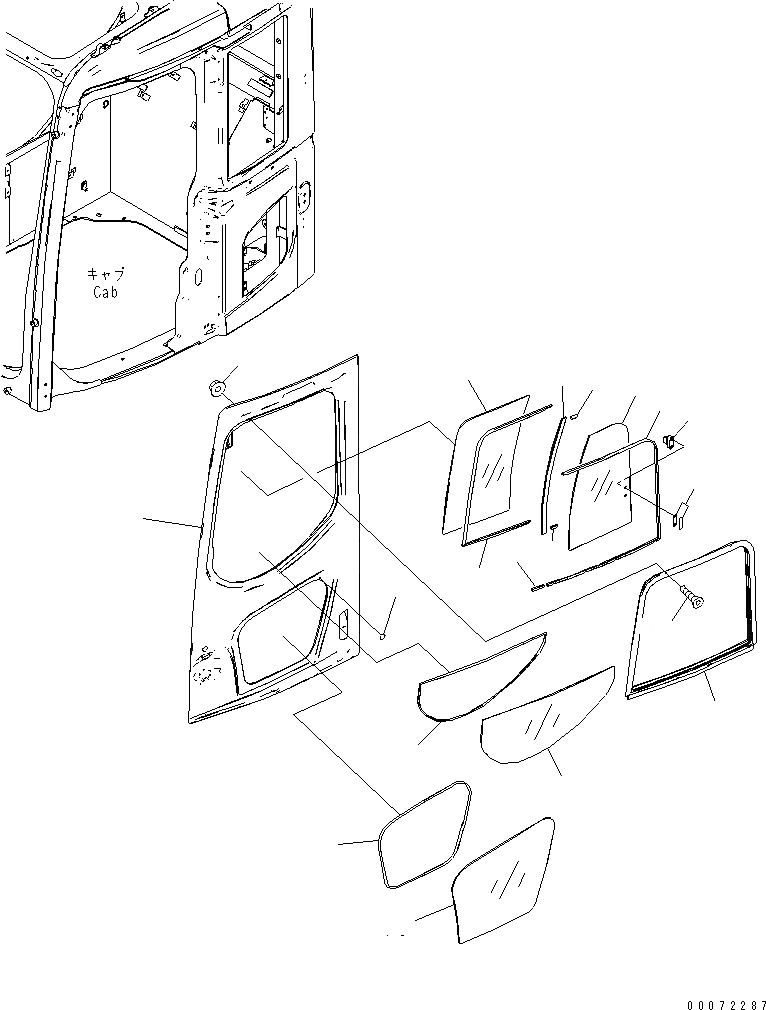 Схема запчастей Komatsu PC138USLC-8 - КАБИНА (ДВЕРЬ) (С ДВЕРЬЮ РАМА)(№-) КАБИНА ОПЕРАТОРА И СИСТЕМА УПРАВЛЕНИЯ