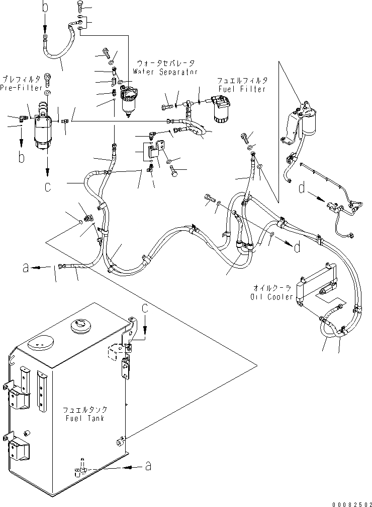 Схема запчастей Komatsu PC138US-8 - ТОПЛИВН. ЛИНИЯ (ДЛЯ ДОПОЛН. ФИЛЬТР.)(№-) ТОПЛИВН. БАК. AND КОМПОНЕНТЫ