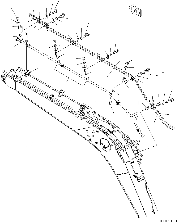 Схема запчастей Komatsu PC138US-8 - БЫСТРОСЪЕМН. МЕХ-М (ТРУБЫ СТРЕЛЫ) (HARD ВОДН. AREA ARRANGEMENT)(№-) ГИДРАВЛИКА