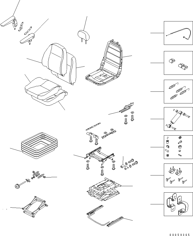 Схема запчастей Komatsu PC138US-8 - СИДЕНЬЕ ОПЕРАТОРА В СБОРЕ (ПОДВЕСКА) (ВНУТР. ЧАСТИ)(№-) КАБИНА ОПЕРАТОРА И СИСТЕМА УПРАВЛЕНИЯ
