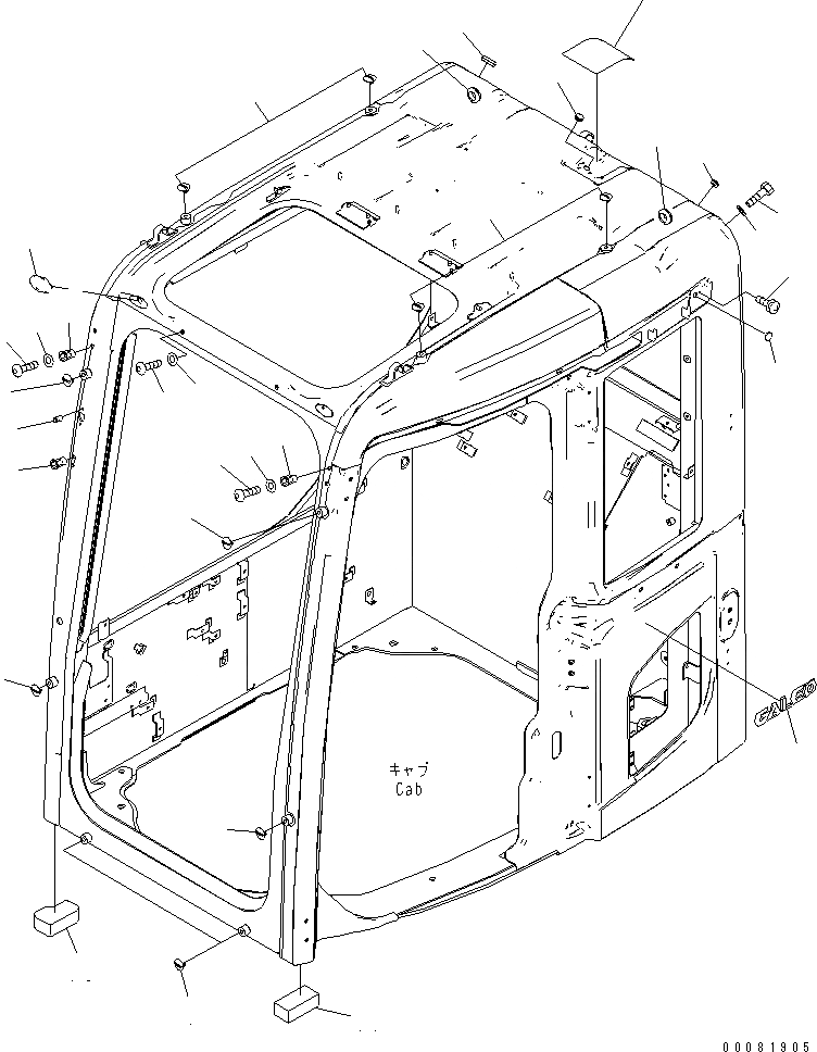 Схема запчастей Komatsu PC138US-8 - КАБИНА (ЗАГЛУШКА БОЛТ¤ БЕЗ KOMTRAX И GALEO ПЛАСТИНА) (АНТИВАНДАЛЬН.)(№-) КАБИНА ОПЕРАТОРА И СИСТЕМА УПРАВЛЕНИЯ