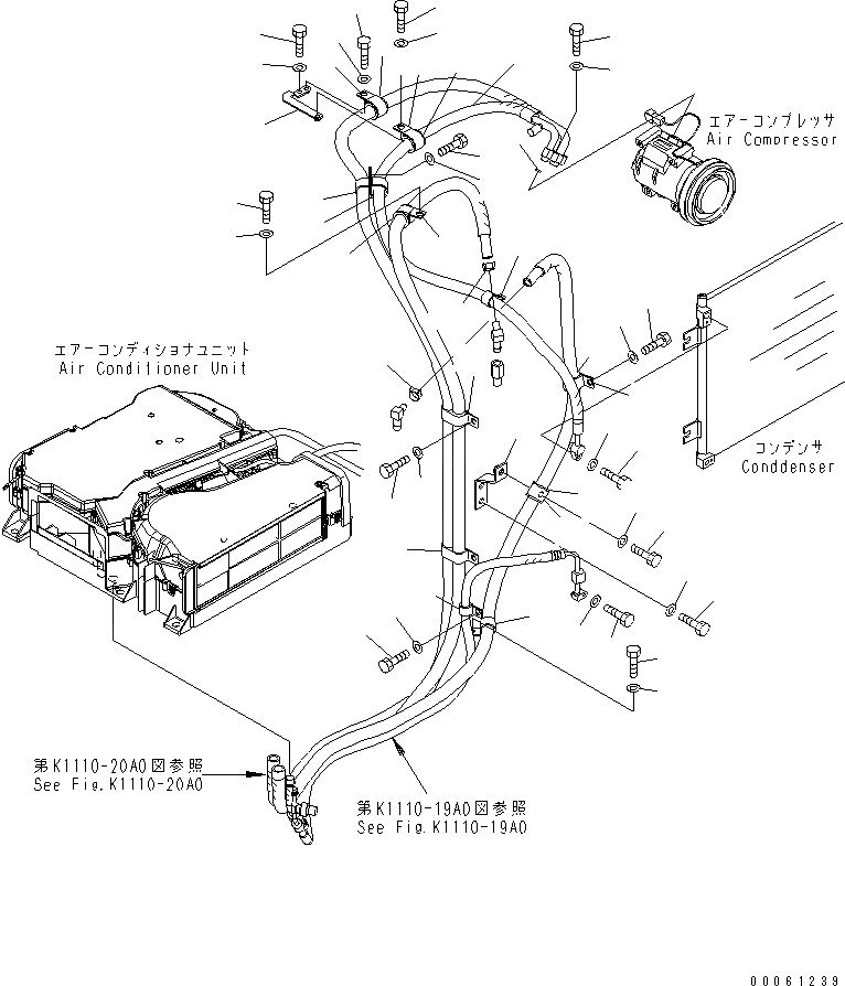 Схема запчастей Komatsu PC138US-8 - КОНДИЦ. ВОЗДУХА (ШЛАНГИ)(№-) КАБИНА ОПЕРАТОРА И СИСТЕМА УПРАВЛЕНИЯ