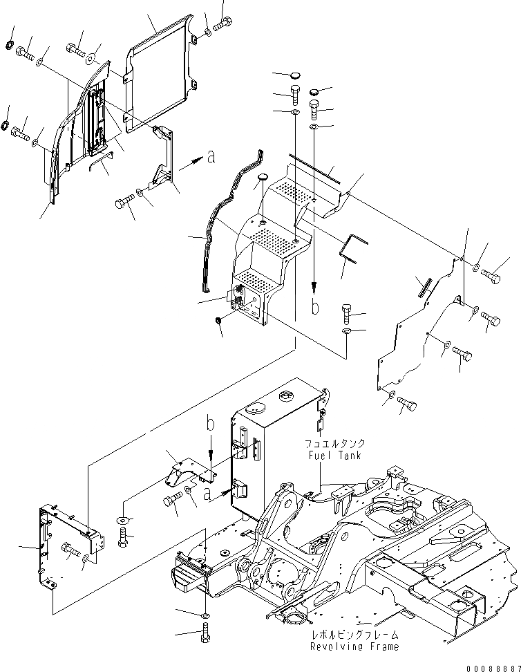 Схема запчастей Komatsu PC138US-8 - ПЕРЕДН. COVER(№9-) ЧАСТИ КОРПУСА