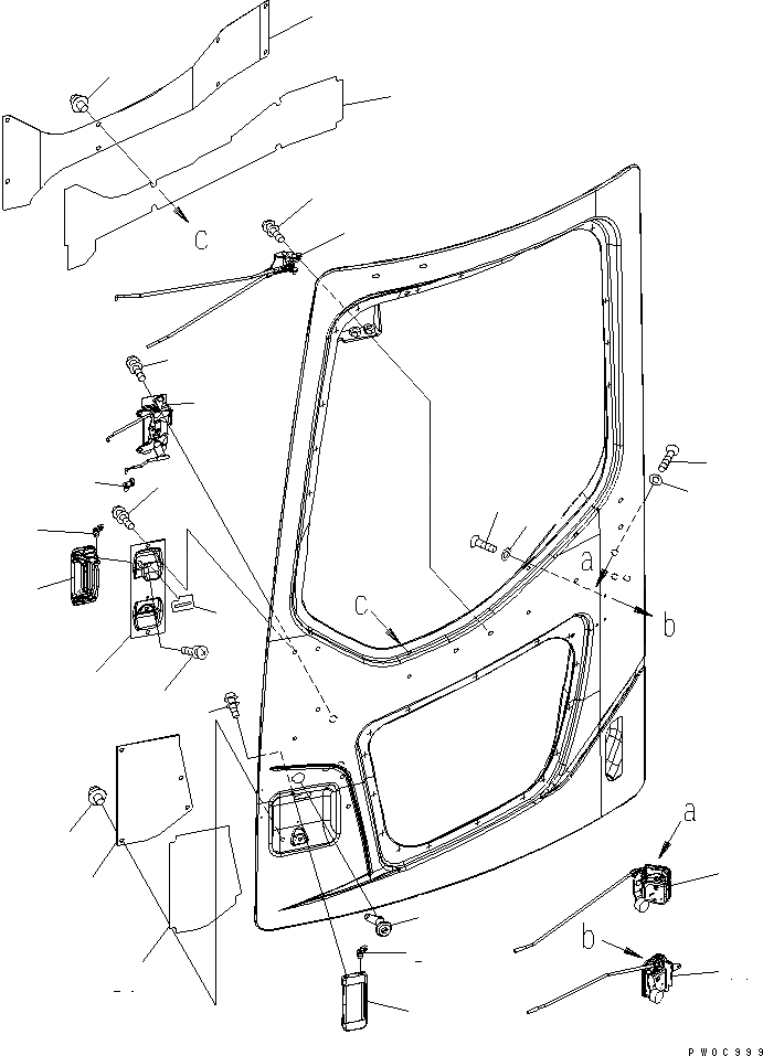Схема запчастей Komatsu PC138USLC-2 - КАБИНА (ЗАМОК ДВЕРИ МЕХАНИЗМ) КАБИНА ОПЕРАТОРА И СИСТЕМА УПРАВЛЕНИЯ