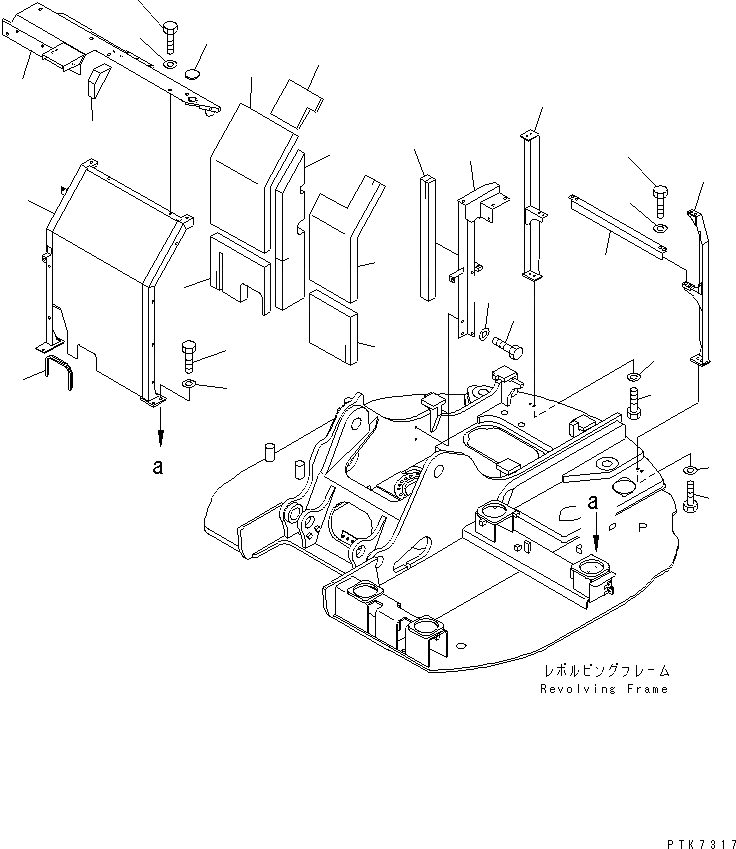 Схема запчастей Komatsu PC138USLC-2 - РАМА (/) (YELНИЗ.) ЧАСТИ КОРПУСА