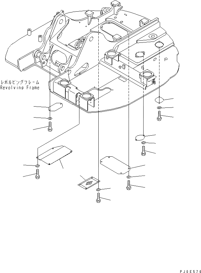 Схема запчастей Komatsu PC138USLC-2 - НИЖН. КРЫШКА (YELНИЗ.) ЧАСТИ КОРПУСА