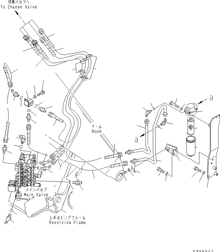 Схема запчастей Komatsu PC138US-2 - НАВЕСНОЕ ОБОРУД-Е (С КЛАПАН СЕЛЕКТОРА) (YELНИЗ.)(№-) ГИДРАВЛИКА