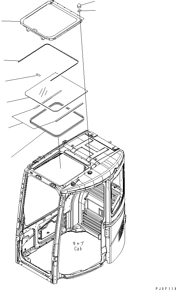 Схема запчастей Komatsu PC138US-2 - КАБИНА (ОКНО В КРЫШЕ) (СПЕЦ-Я ДЛЯ РАЗРУШ. ЗДАНИЙ)(№-) КАБИНА ОПЕРАТОРА И СИСТЕМА УПРАВЛЕНИЯ