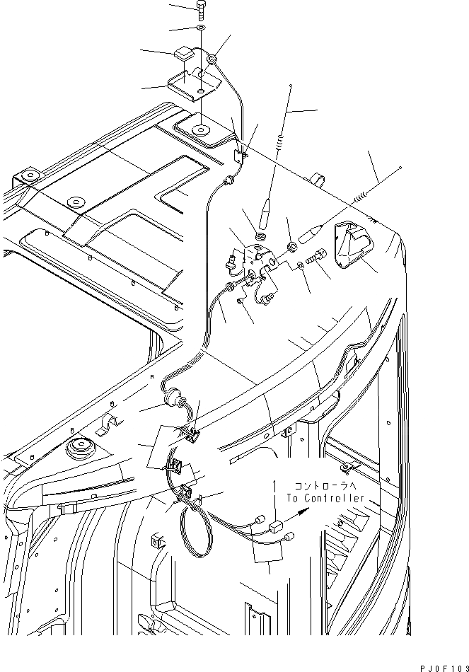 Схема запчастей Komatsu PC138US-2 - КАБИНА (KOMTRAX АНТЕННА)(№9-) КАБИНА ОПЕРАТОРА И СИСТЕМА УПРАВЛЕНИЯ