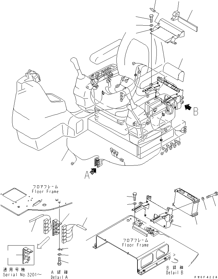 Схема запчастей Komatsu PC138US-2 - ОСНОВН. КОНСТРУКЦИЯ (ЭЛЕКТР.)(№-) КАБИНА ОПЕРАТОРА И СИСТЕМА УПРАВЛЕНИЯ