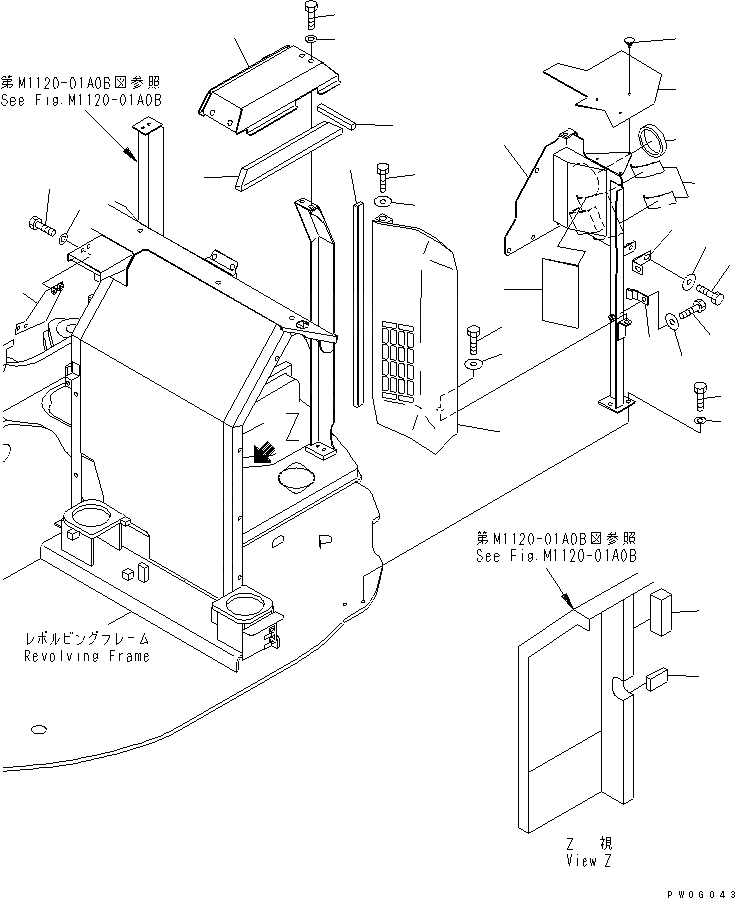 Схема запчастей Komatsu PC138US-2 - РАМА (/) (YELНИЗ.)(№-) ЧАСТИ КОРПУСА