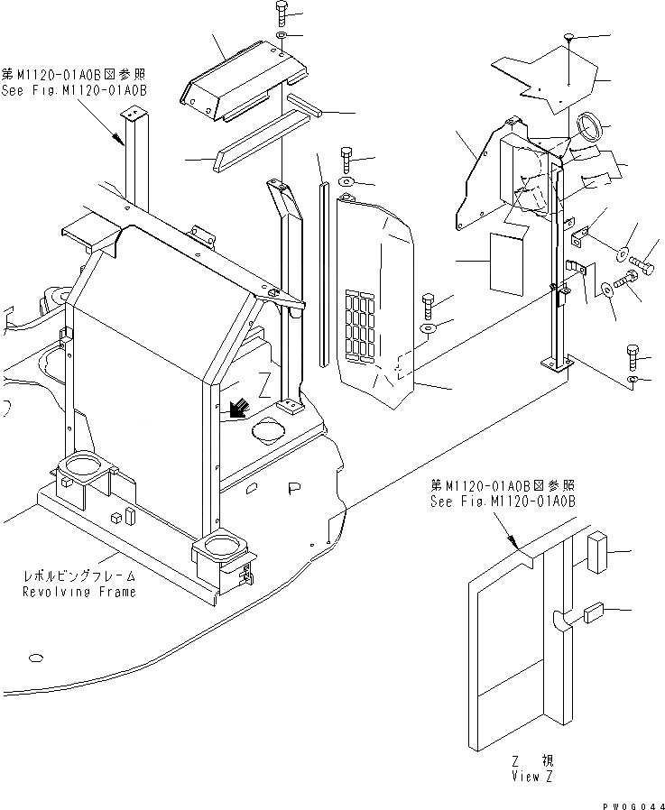 Схема запчастей Komatsu PC138US-2 - РАМА (/) (ДЛЯ НАВЕСН. ОБОРУД.) (YELНИЗ.)(№-) ЧАСТИ КОРПУСА