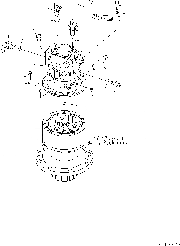 Схема запчастей Komatsu PC138US-2 - МЕХАНИЗМ ПОВОРОТА (КОМПОНЕНТЫ) ПОВОРОТН. КРУГ И КОМПОНЕНТЫ
