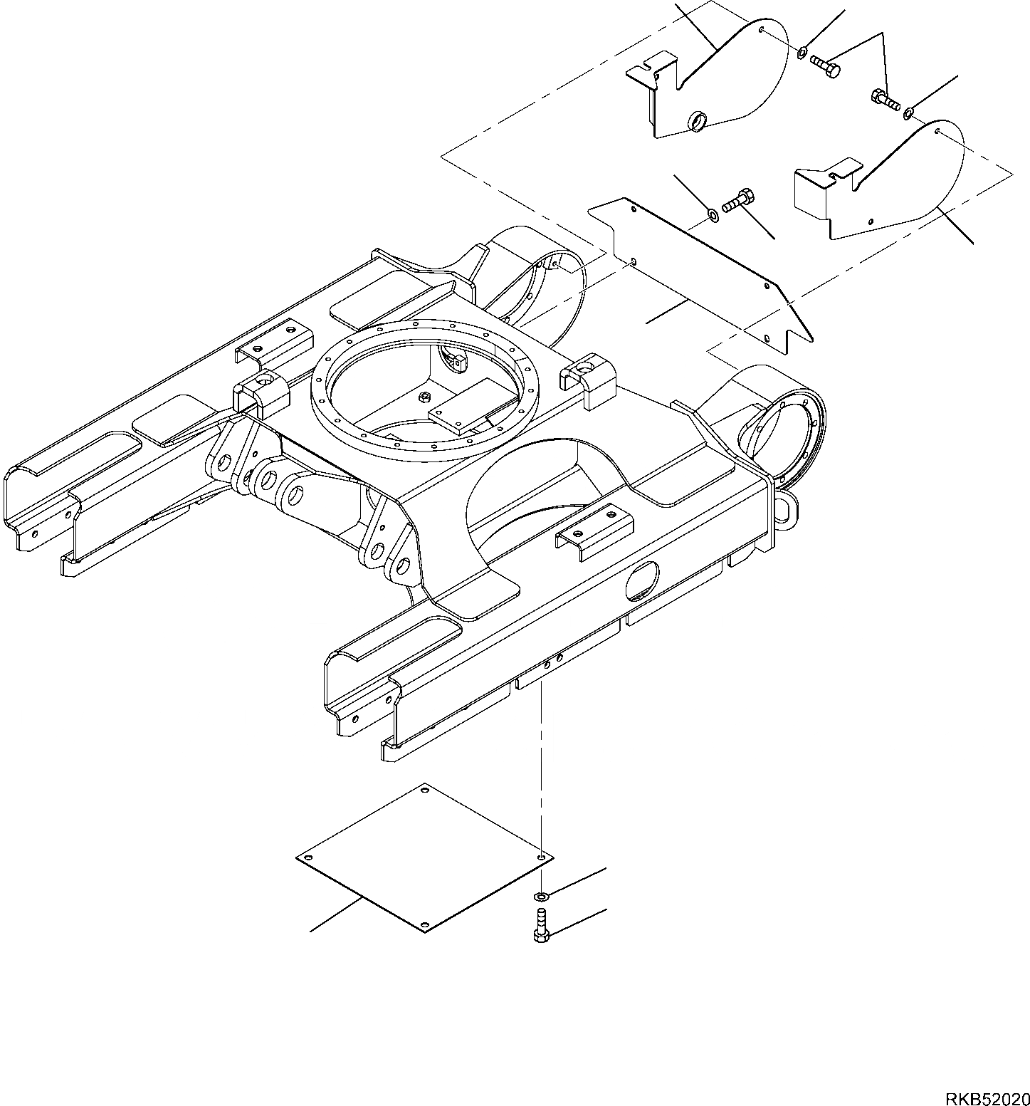 Схема запчастей Komatsu PC14R-3 - КРЫШКИ НИЖН.CARRIAGE