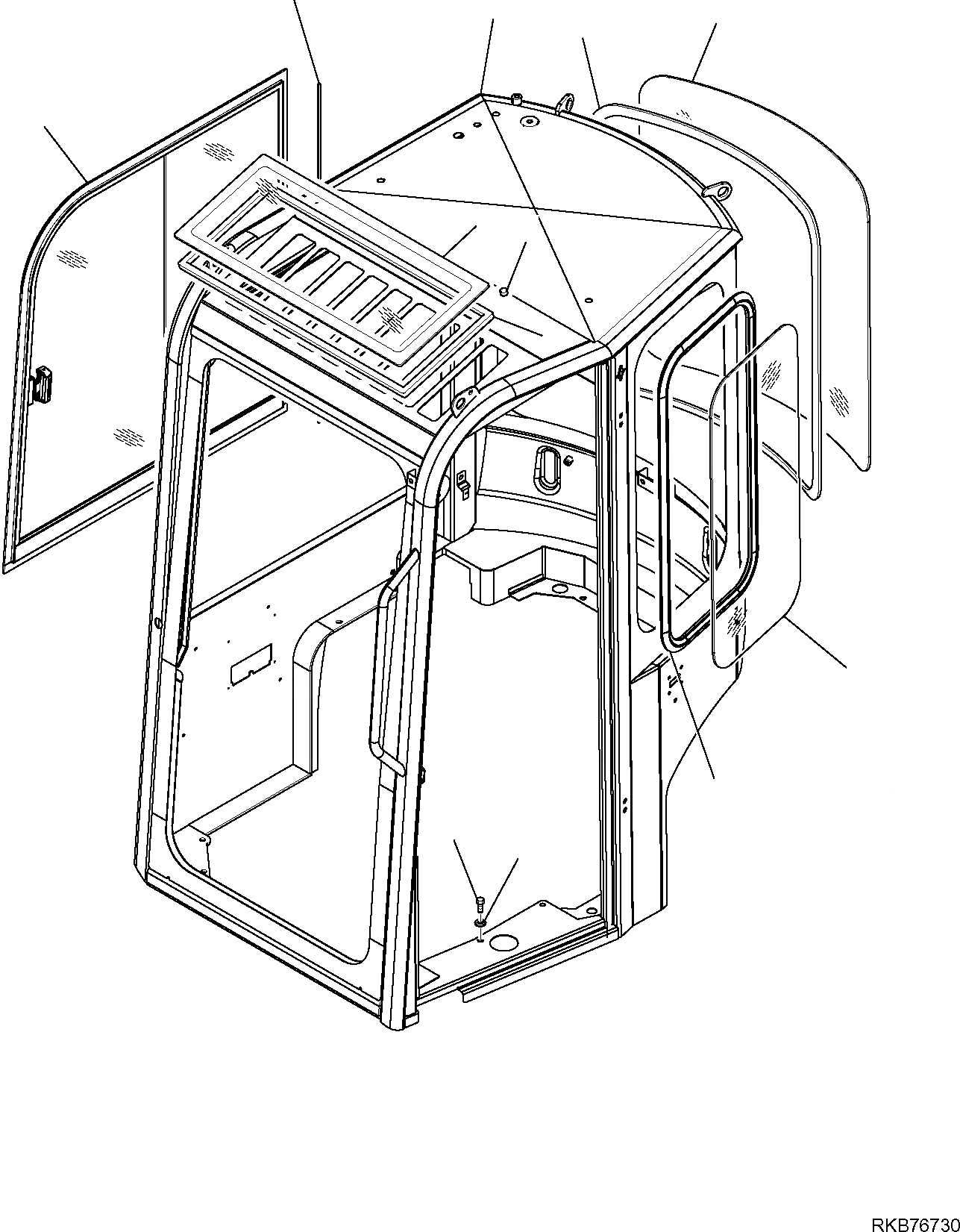 Схема запчастей Komatsu PC14R-3 - КАБИНА (/) ЧАСТИ КОРПУСА И КАБИНА