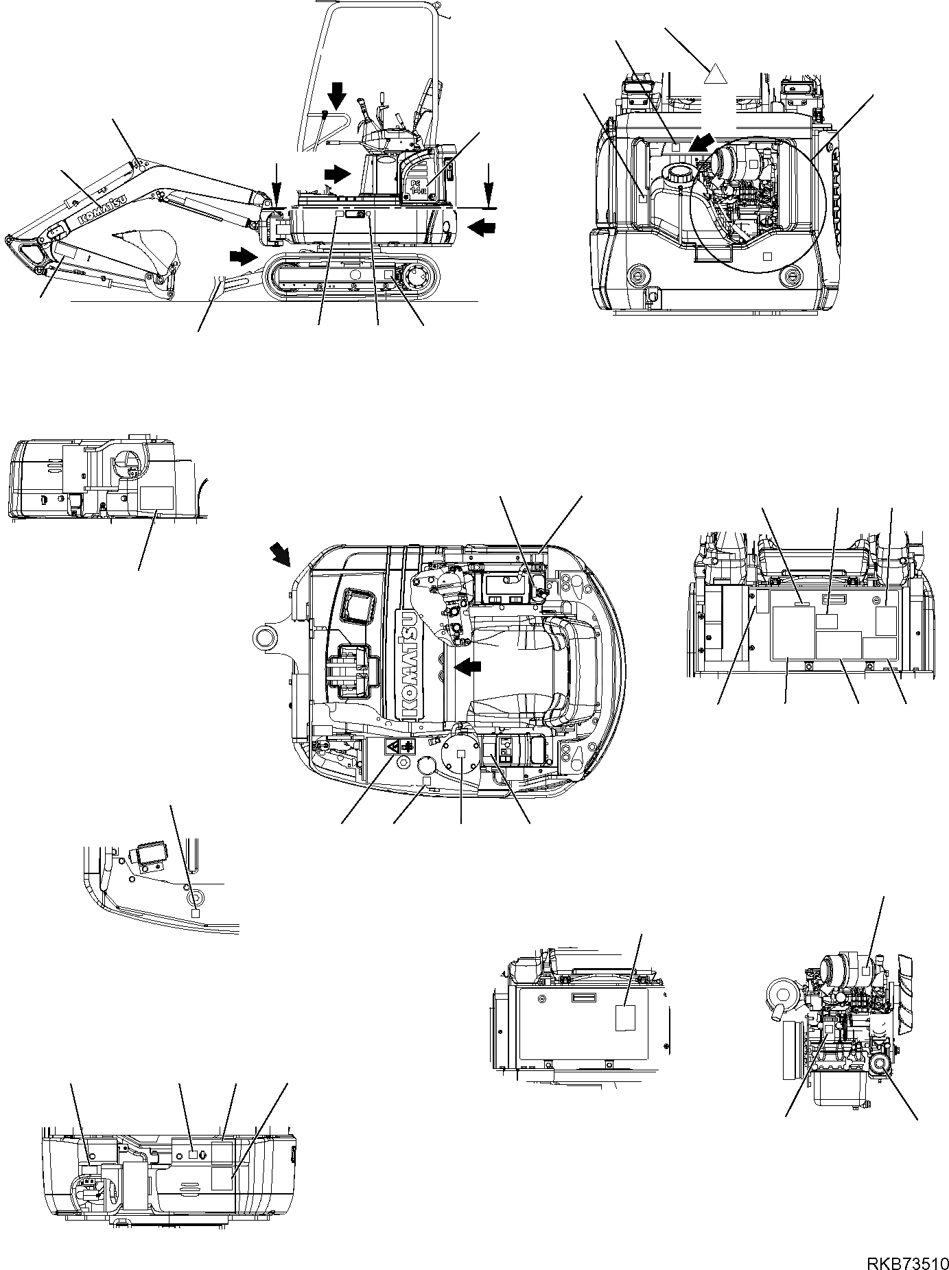 Схема запчастей Komatsu PC14R-3 - МАРКИРОВКА (НАВЕС) (С ХОД INCREMENT) (/) МАРКИРОВКА