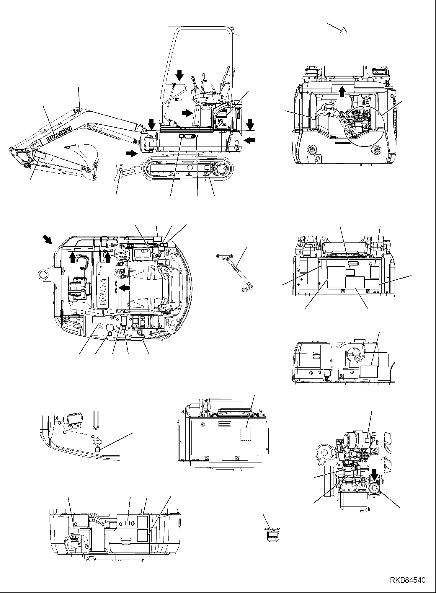 Схема запчастей Komatsu PC14R-3 - МАРКИРОВКА (НАВЕС) (С ХОД INCREMENT) (/) МАРКИРОВКА