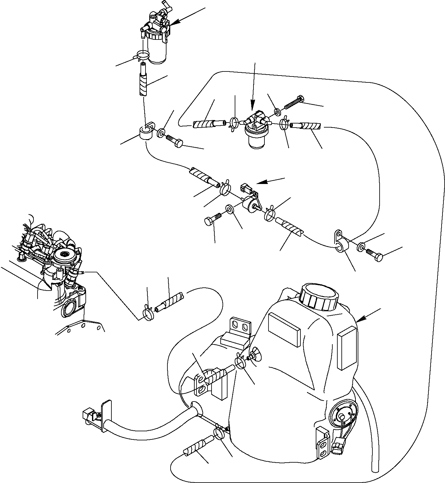Схема запчастей Komatsu PC14R-2 - ТОПЛИВОПРОВОД. КОМПОНЕНТЫ ДВИГАТЕЛЯ И ЭЛЕКТРИКА