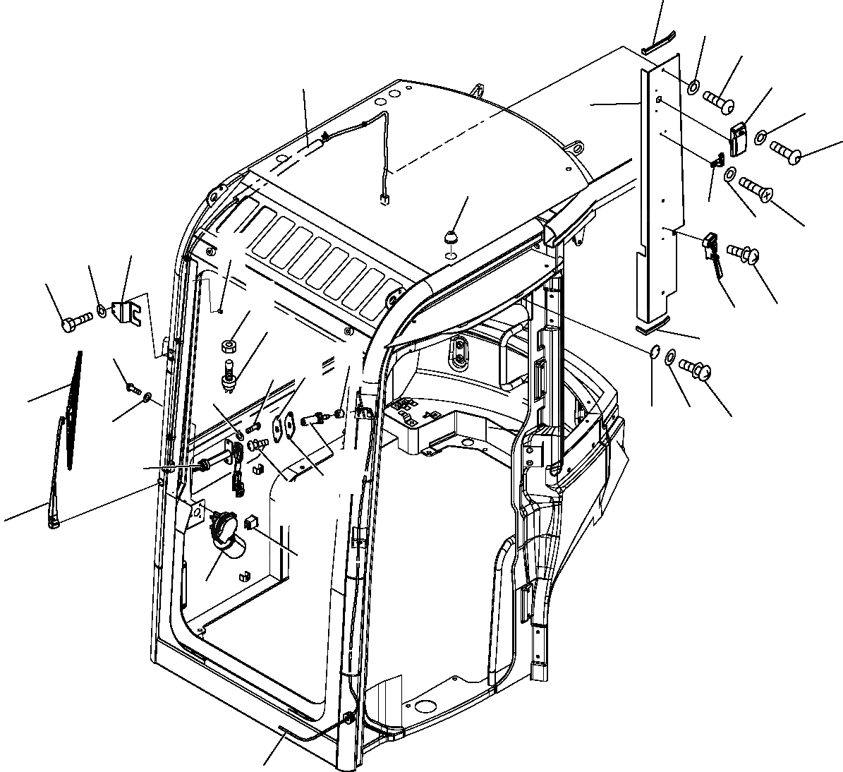 Схема запчастей Komatsu PC14R-2 - КАБИНА (7/8) ЧАСТИ КОРПУСА И КАБИНА