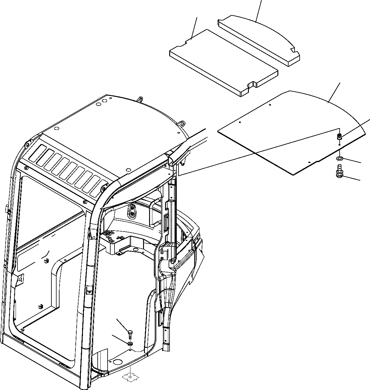 Схема запчастей Komatsu PC14R-2 - КАБИНА (8/8) ЧАСТИ КОРПУСА И КАБИНА