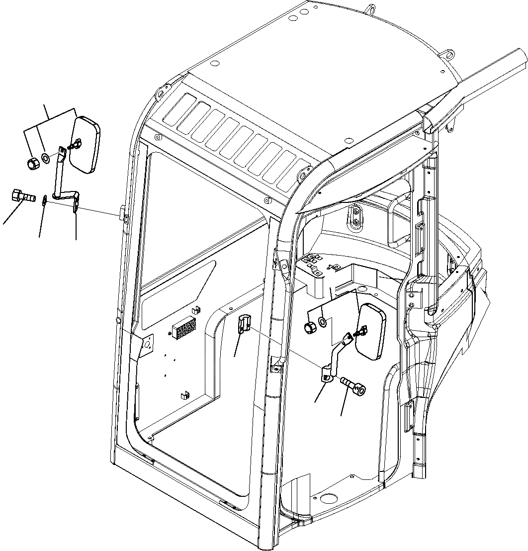 Схема запчастей Komatsu PC14R-2 - VIEW ЗЕРКАЛА(ДЛЯ КАБИНЫ) ЧАСТИ КОРПУСА И КАБИНА