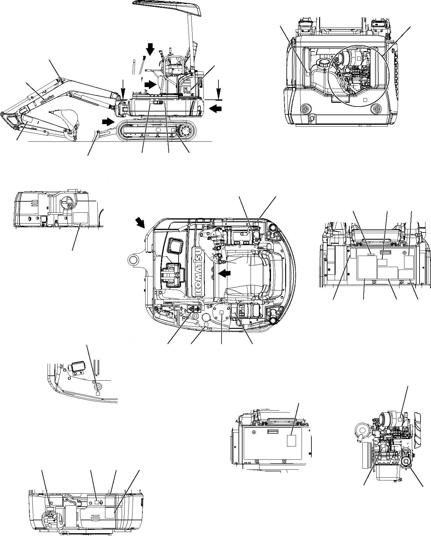 Схема запчастей Komatsu PC14R-2 - МАРКИРОВКА (НАВЕС) (/) МАРКИРОВКА