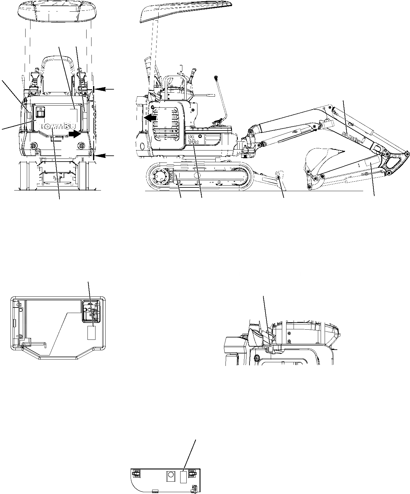 Схема запчастей Komatsu PC14R-2 - МАРКИРОВКА (НАВЕС) (/) МАРКИРОВКА