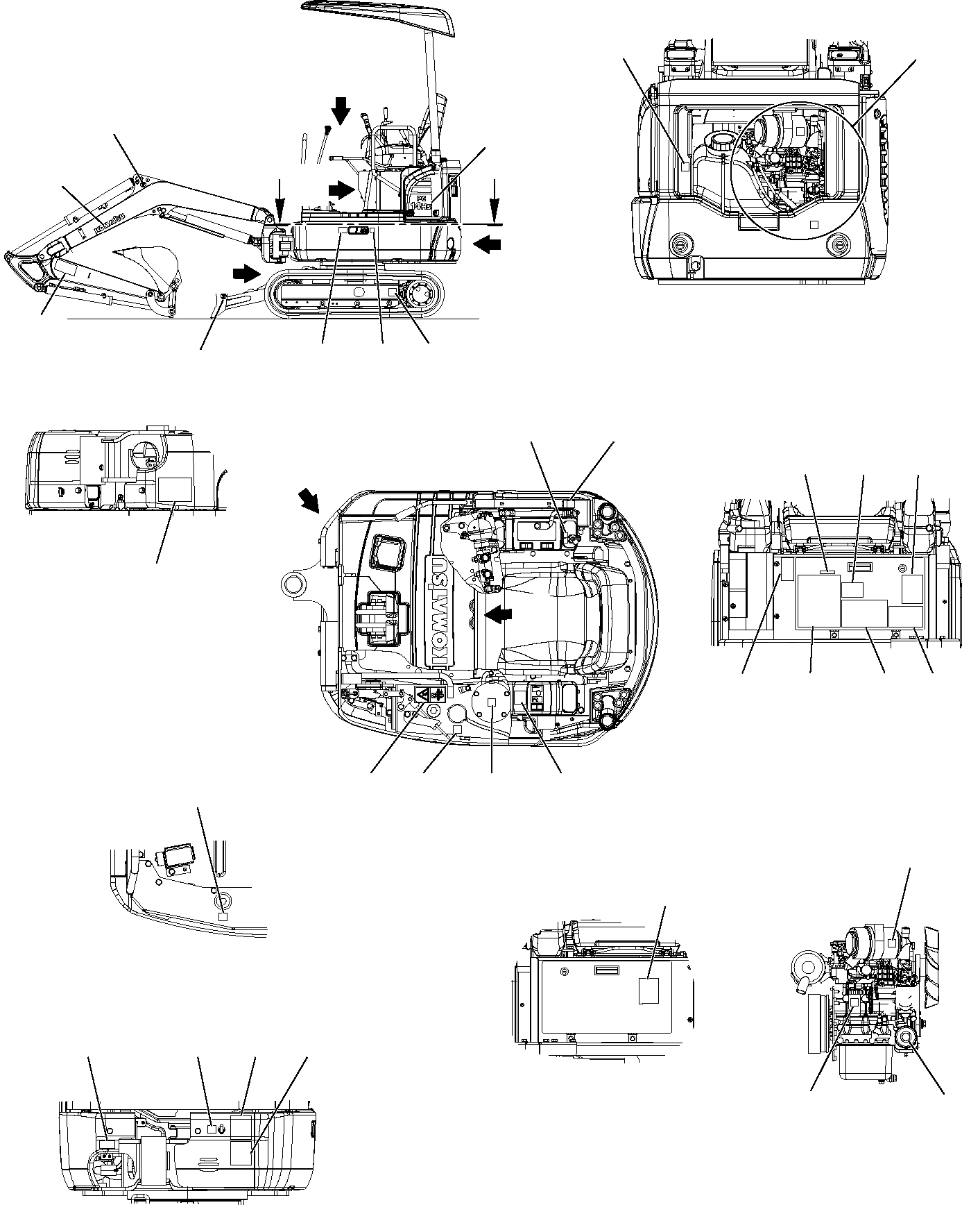 Схема запчастей Komatsu PC14R-2 - МАРКИРОВКА (НАВЕС) (С ХОД INCREMENT) (/) МАРКИРОВКА