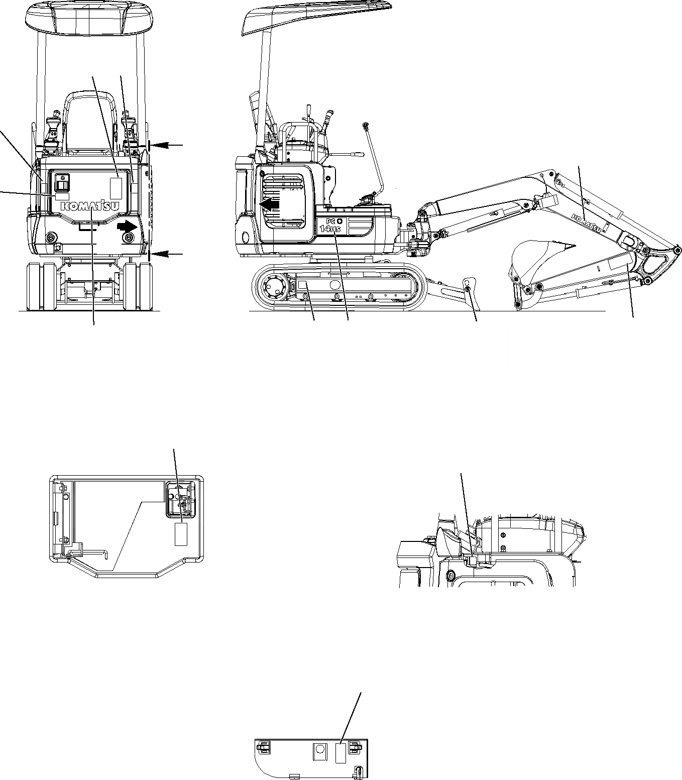 Схема запчастей Komatsu PC14R-2 - МАРКИРОВКА (НАВЕС) (С ХОД INCREMENT) (/) МАРКИРОВКА