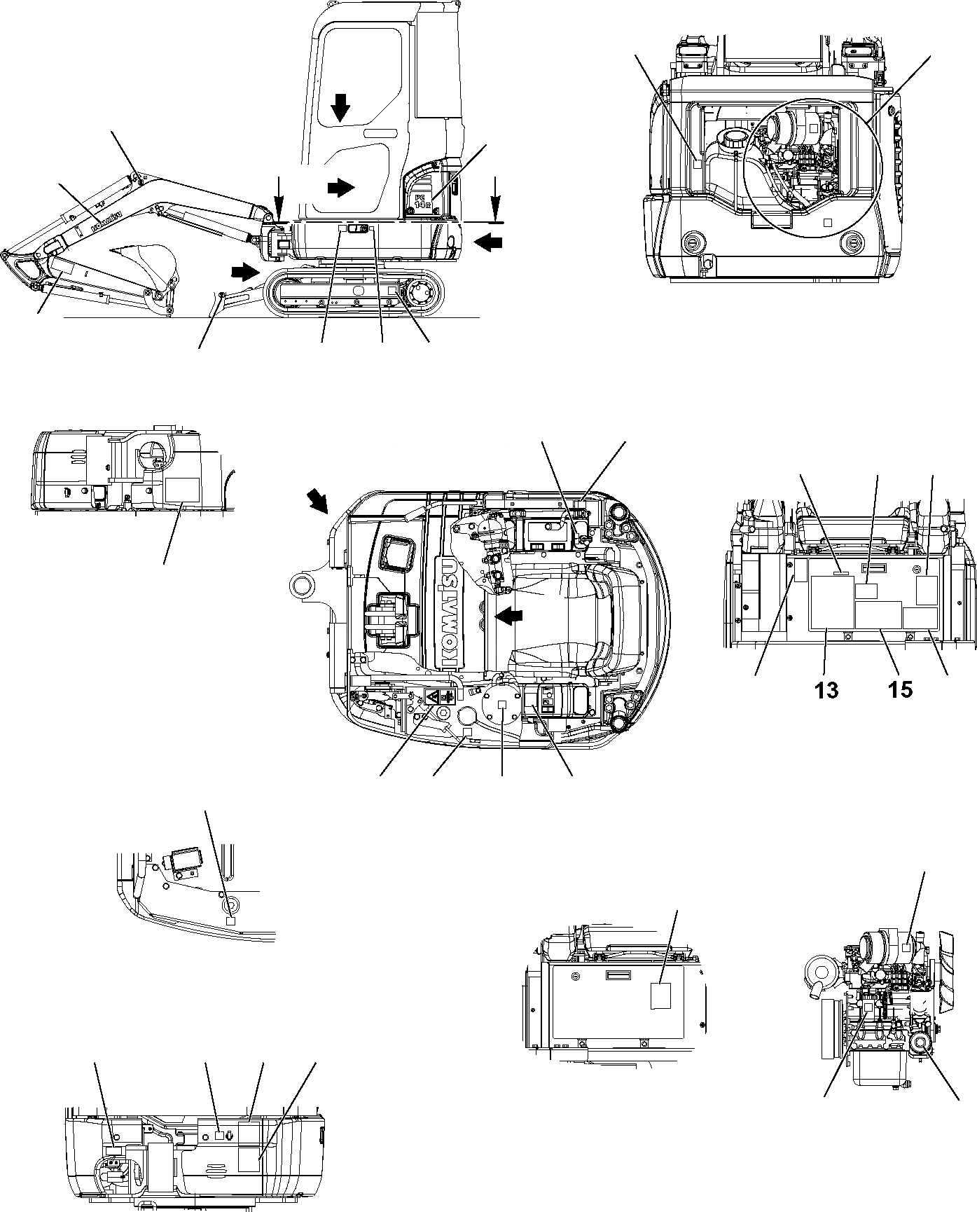 Схема запчастей Komatsu PC14R-2 - МАРКИРОВКА (КАБИНА) (С ХОД INCREMENT) (/) МАРКИРОВКА