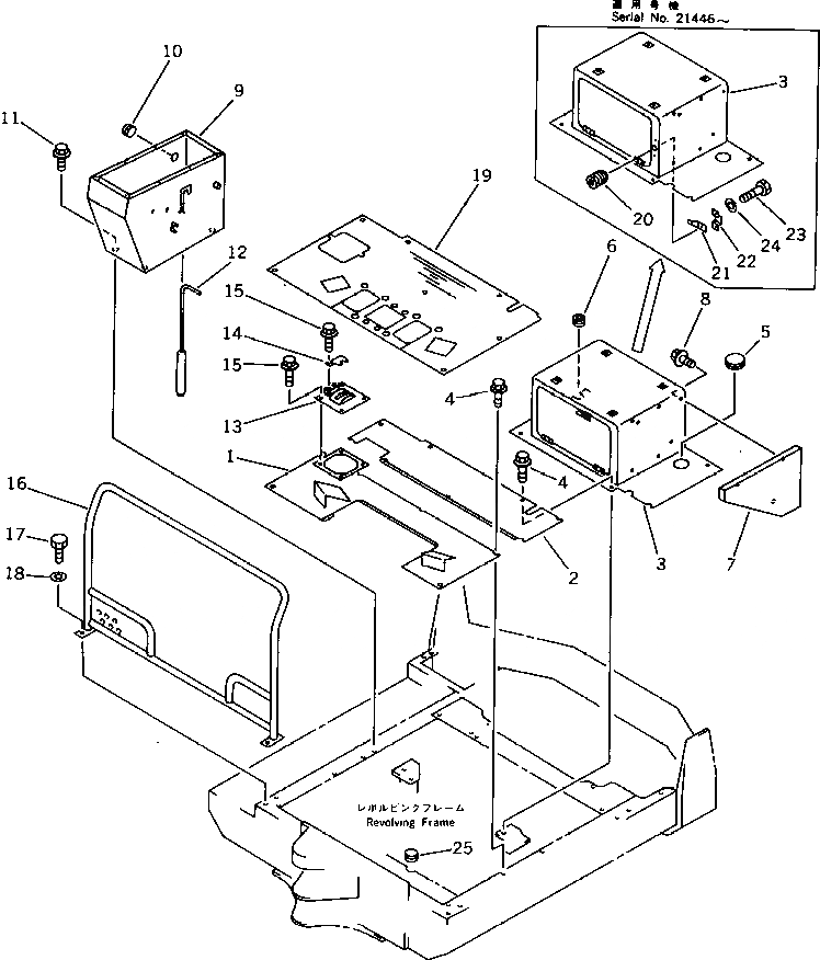 Схема запчастей Komatsu PC15-2 - ПОЛ КАБИНЫ ЧАСТИ КОРПУСА