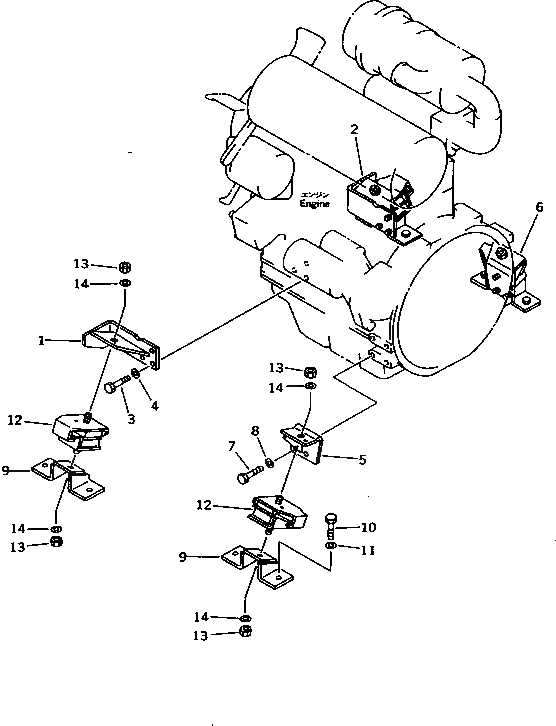 Схема запчастей Komatsu PC15-3 - КРЕПЛЕНИЕ ДВИГАТЕЛЯ(№-) КОМПОНЕНТЫ ДВИГАТЕЛЯ