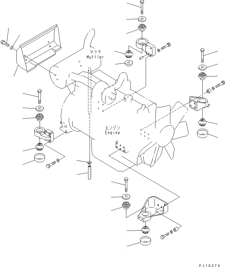 Схема запчастей Komatsu PC150-5 - КРЕПЛЕНИЕ ДВИГАТЕЛЯ(№87-) КОМПОНЕНТЫ ДВИГАТЕЛЯ