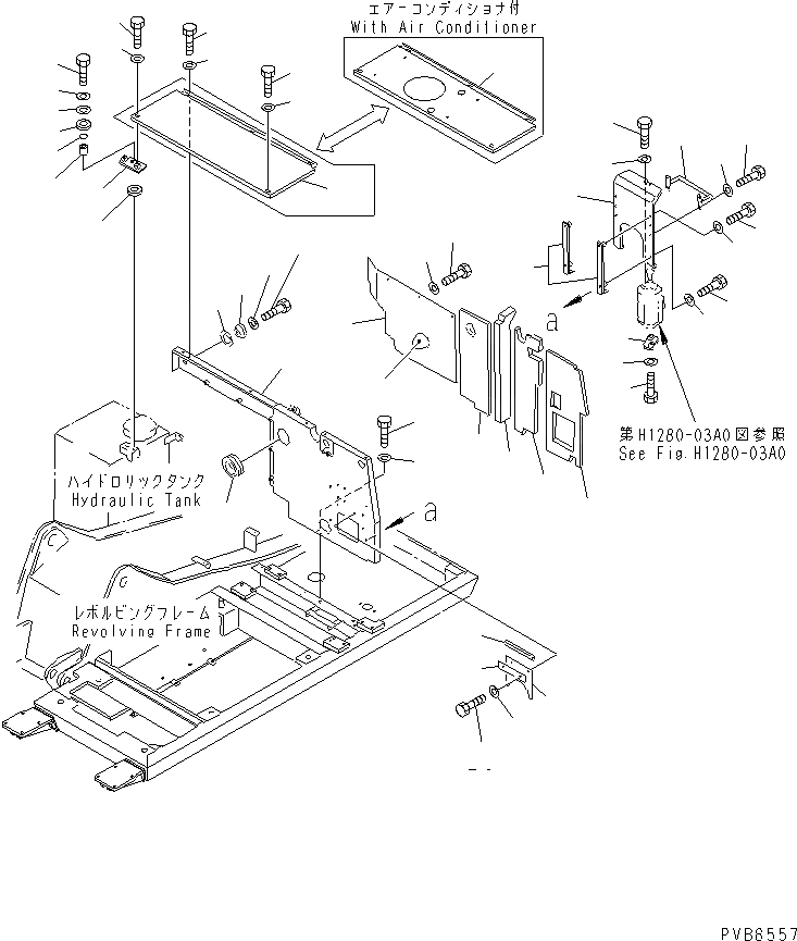 Схема запчастей Komatsu PC150-5 - ЗАДН. КРЫШКА (MULTIPLE PATTERN) (ДЛЯ УДЛИНН. РЫЧАГ УПРАВЛ-Е)(№8-) ЧАСТИ КОРПУСА