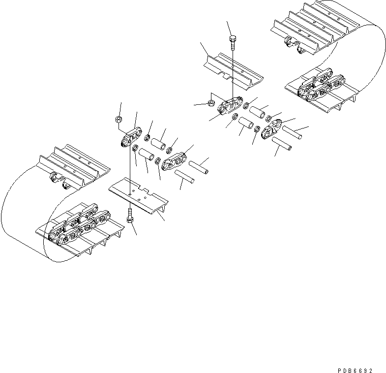Схема запчастей Komatsu PC150-5 - ГУСЕНИЦЫ (ОДИНОЧН. ГРУНТОЗАЦЕП) (7MM ШИР.) ХОДОВАЯ