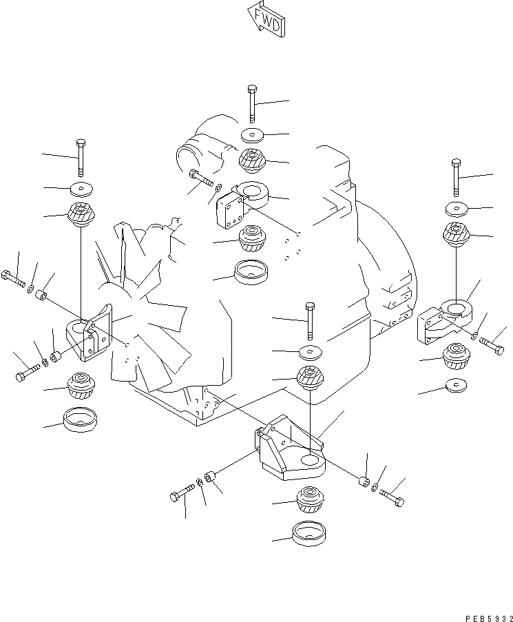 Схема запчастей Komatsu PC150-6K - КРЕПЛЕНИЕ ДВИГАТЕЛЯ КОМПОНЕНТЫ ДВИГАТЕЛЯ